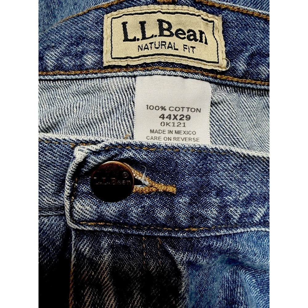 L.L. Bean Natural Fit Jeans 44x29 Men's Blue Denim Classic Straight Leg‎ Cotton - Picture 4 of 6